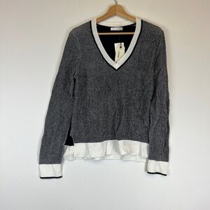 NEW Rag & Bone Ainsley V Neck Cotton Blend Knit Stretch V Neck Pullover Sweater